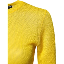 Yellow Polyester Women Pullover Top Sweater