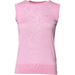 Pink Cashmere Round Neck Sleeveless Tank Top