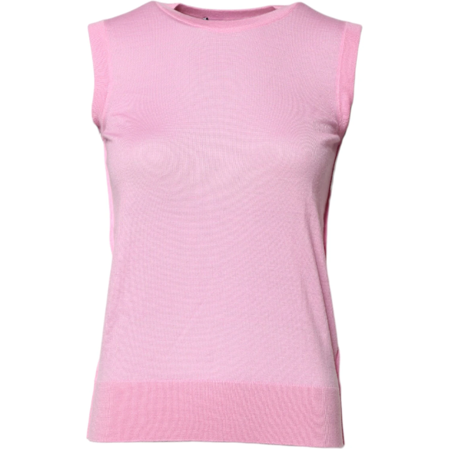 Pink Cashmere Round Neck Sleeveless Tank Top