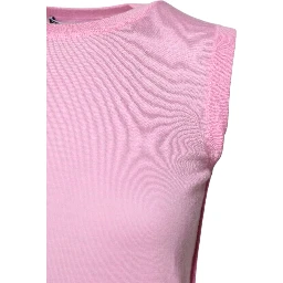 Pink Cashmere Round Neck Sleeveless Tank Top