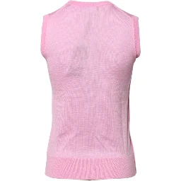 Pink Cashmere Round Neck Sleeveless Tank Top