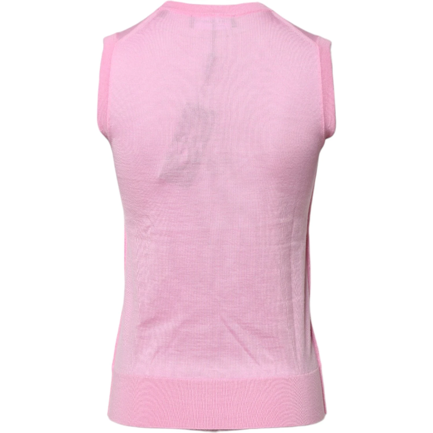 Pink Cashmere Round Neck Sleeveless Tank Top