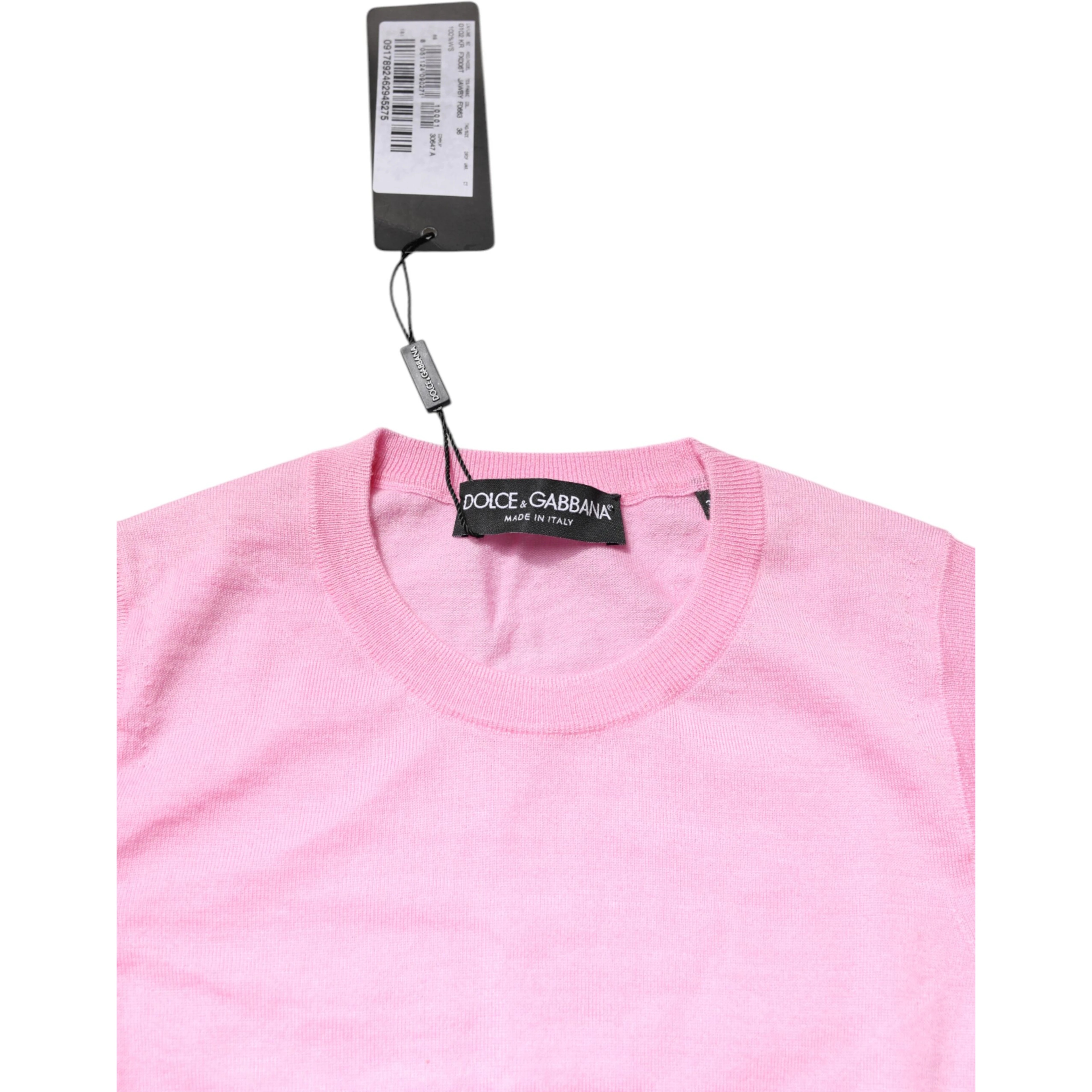 Pink Cashmere Round Neck Sleeveless Tank Top