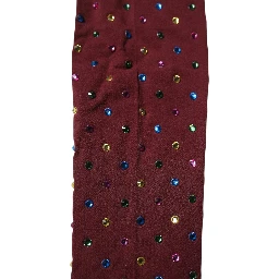 Maroon Nylon Crystal Embellished Pantyhose Tights