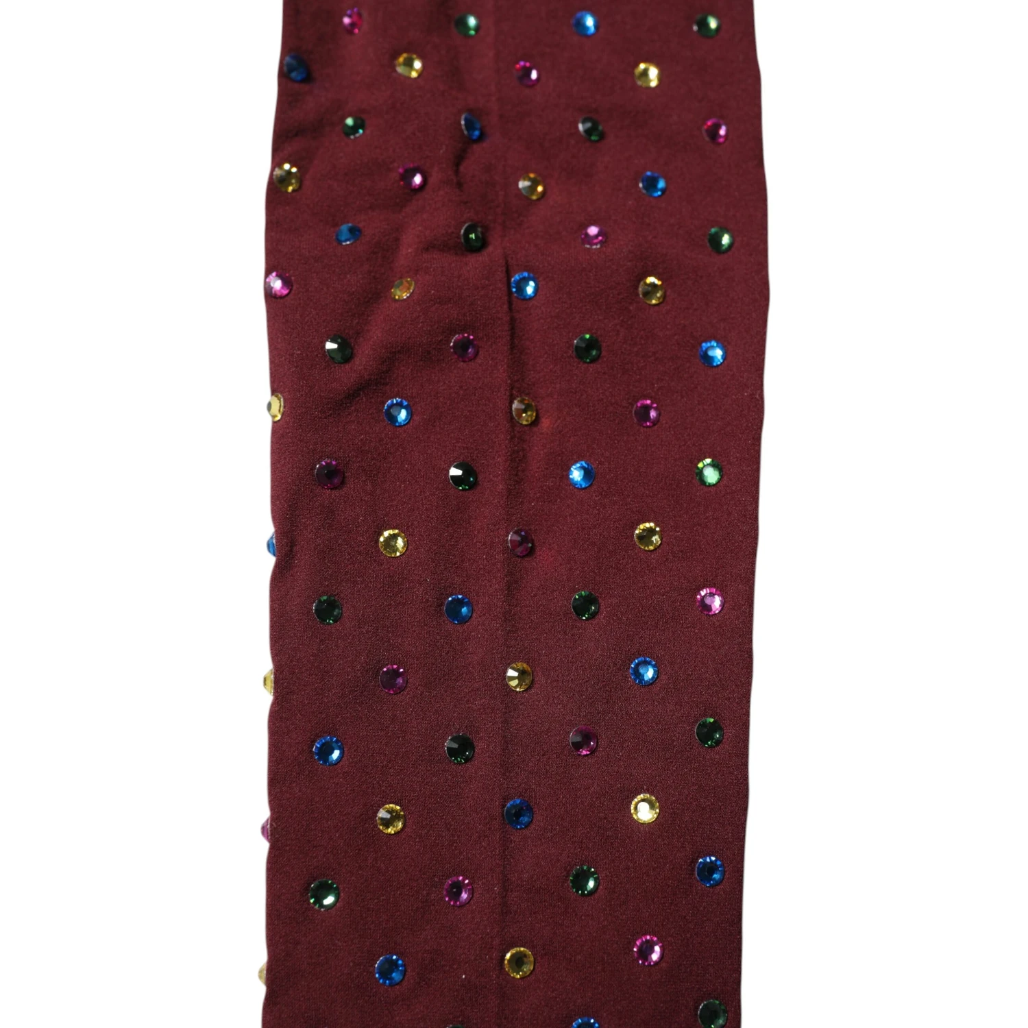 Maroon Nylon Crystal Embellished Pantyhose Tights