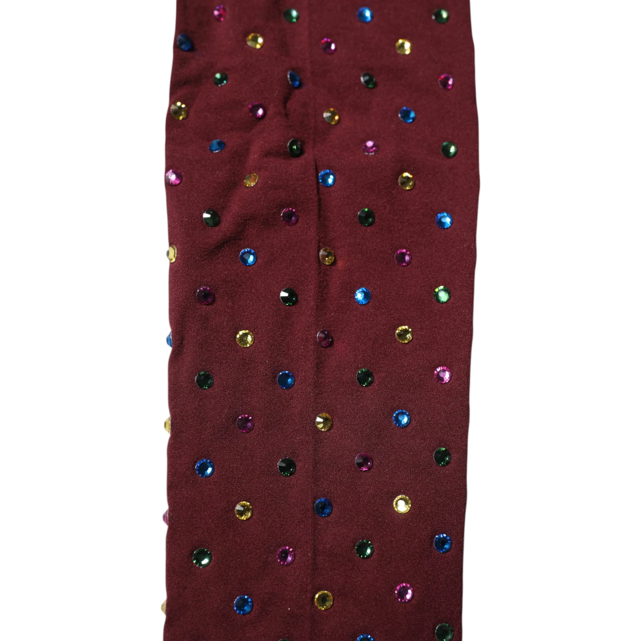 Maroon Nylon Crystal Embellished Pantyhose Tights