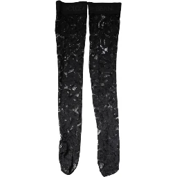 Black Floral Lace Cotton Stretch Stockings Socks