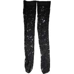 Black Floral Lace Cotton Stretch Stockings Socks