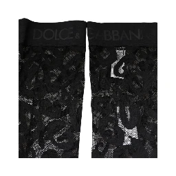 Black Floral Lace Cotton Stretch Stockings Socks