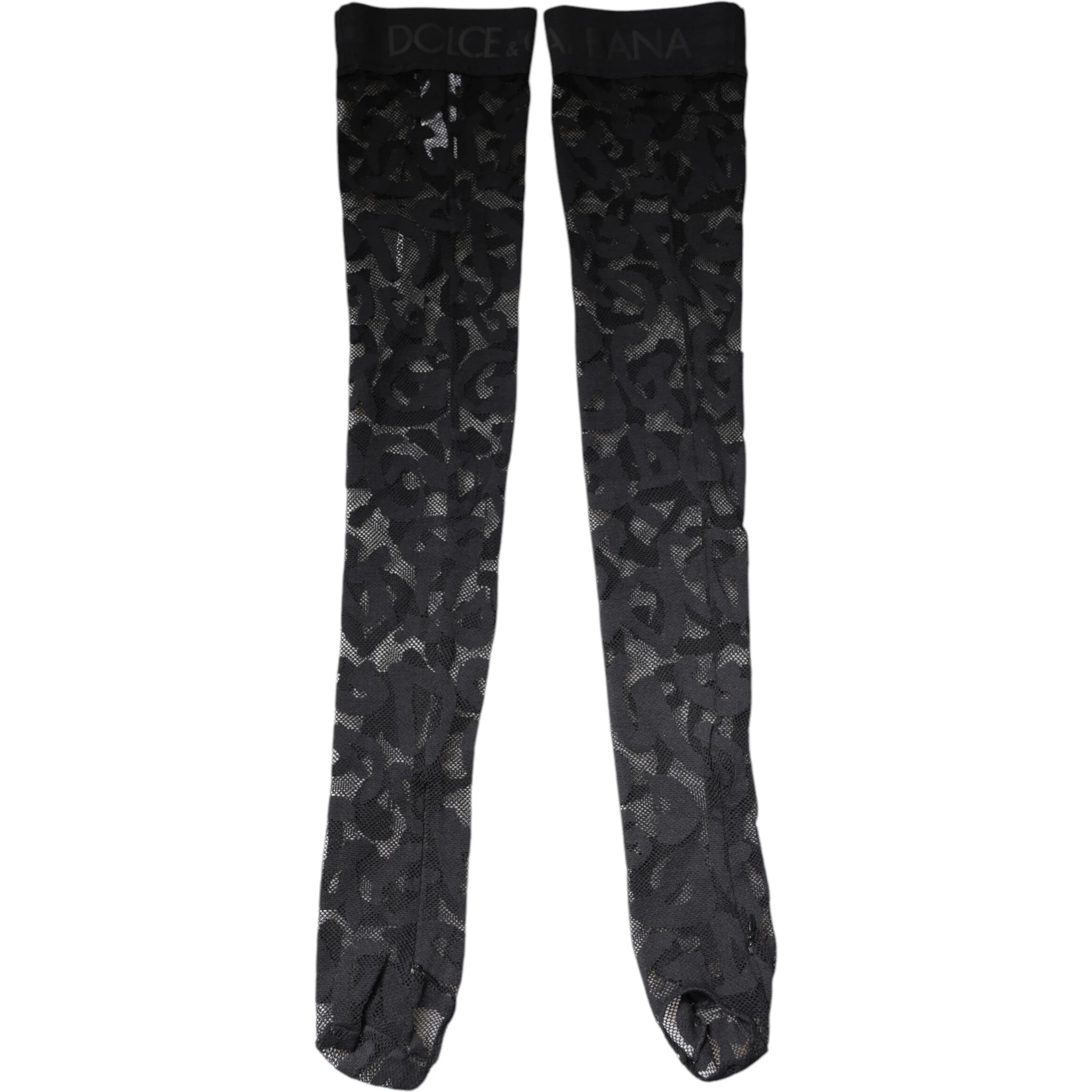 Black Floral Lace Cotton Stretch Stockings Socks