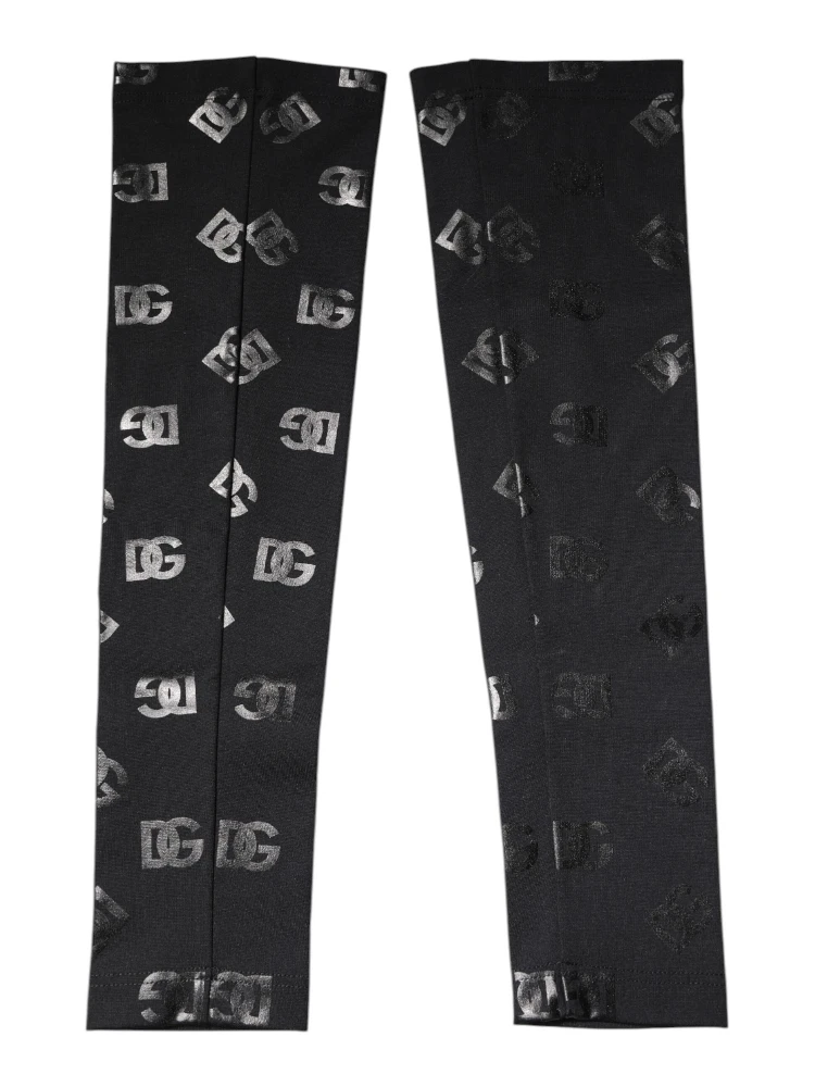 Black DG Logo Monogram Wool Stretch Arm Sleeves