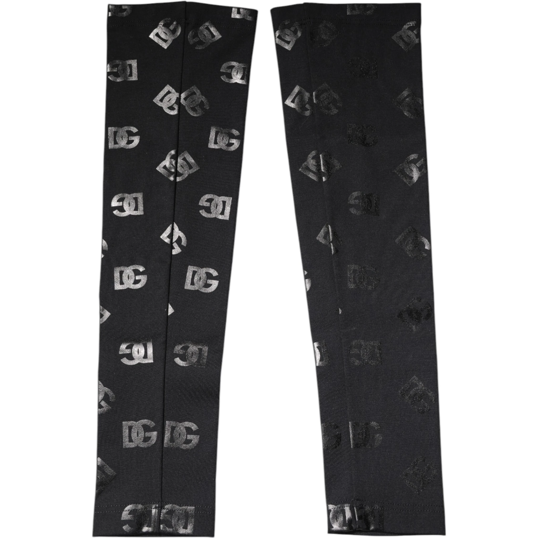Black DG Logo Monogram Wool Stretch Arm Sleeves
