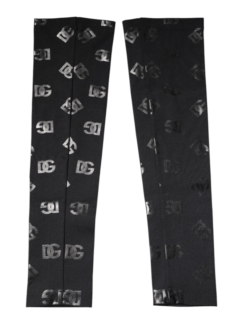 Black DG Logo Monogram Wool Stretch Arm Sleeves
