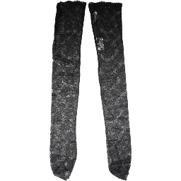 Black Floral Lace Cotton Stretch Stockings Socks
