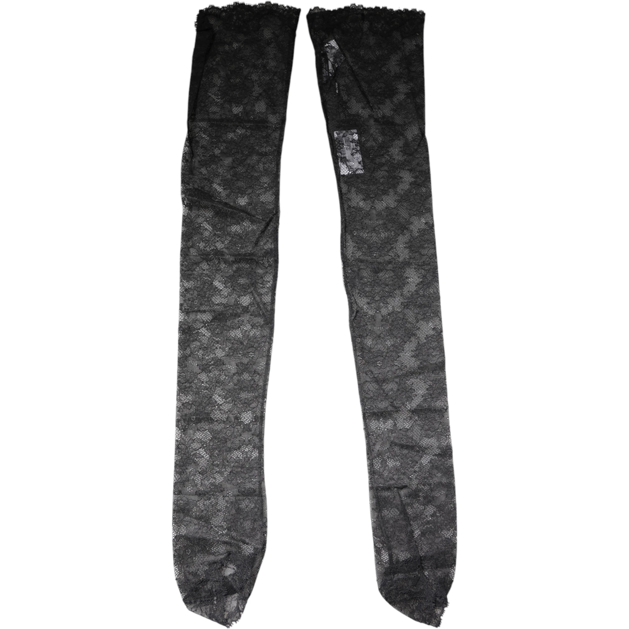 Black Floral Lace Cotton Stretch Stockings Socks