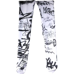 White Graffiti Cotton Over Calf Stockings Socks