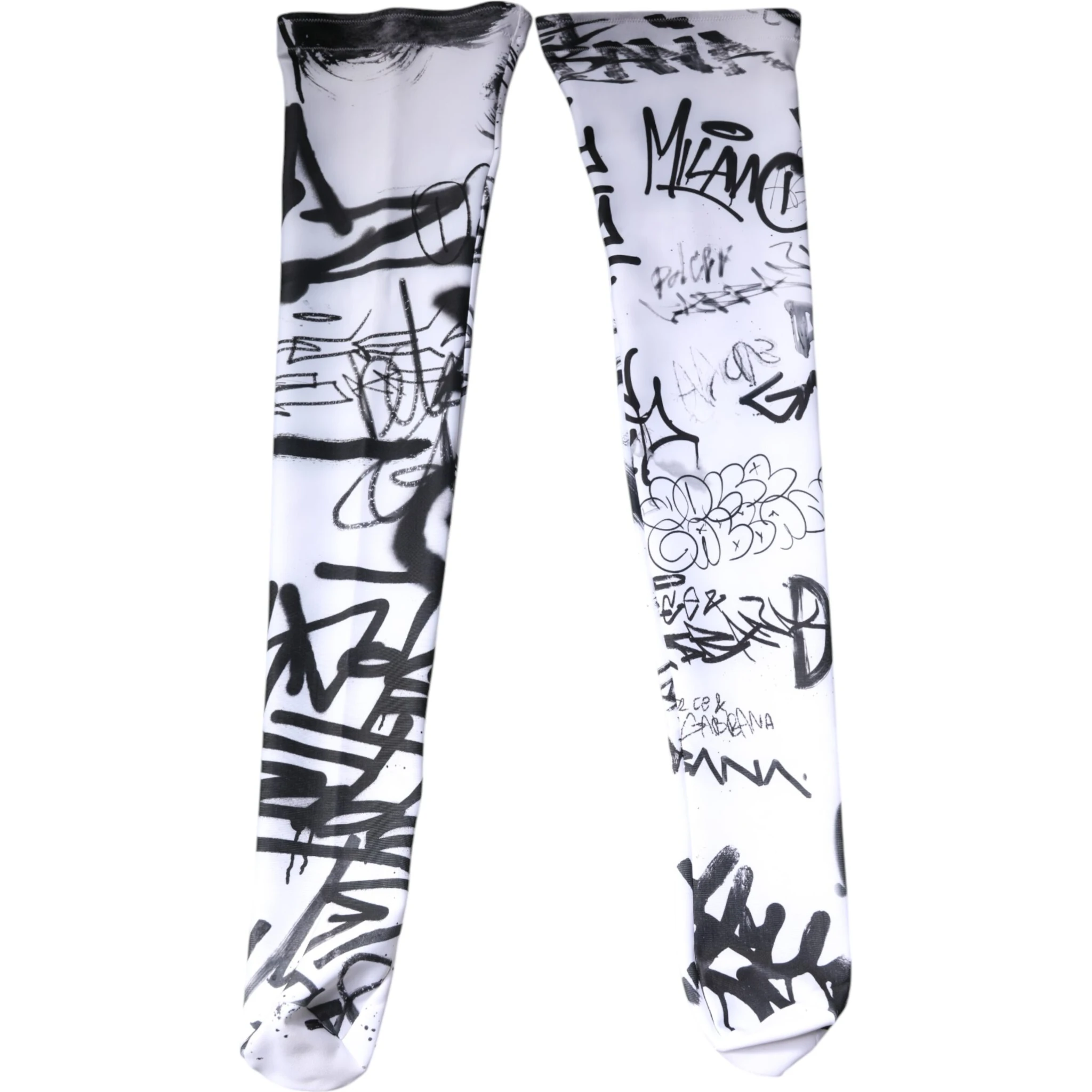 White Graffiti Cotton Over Calf Stockings Socks