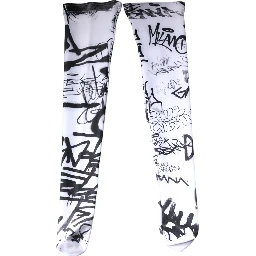White Graffiti Cotton Over Calf Stockings Socks