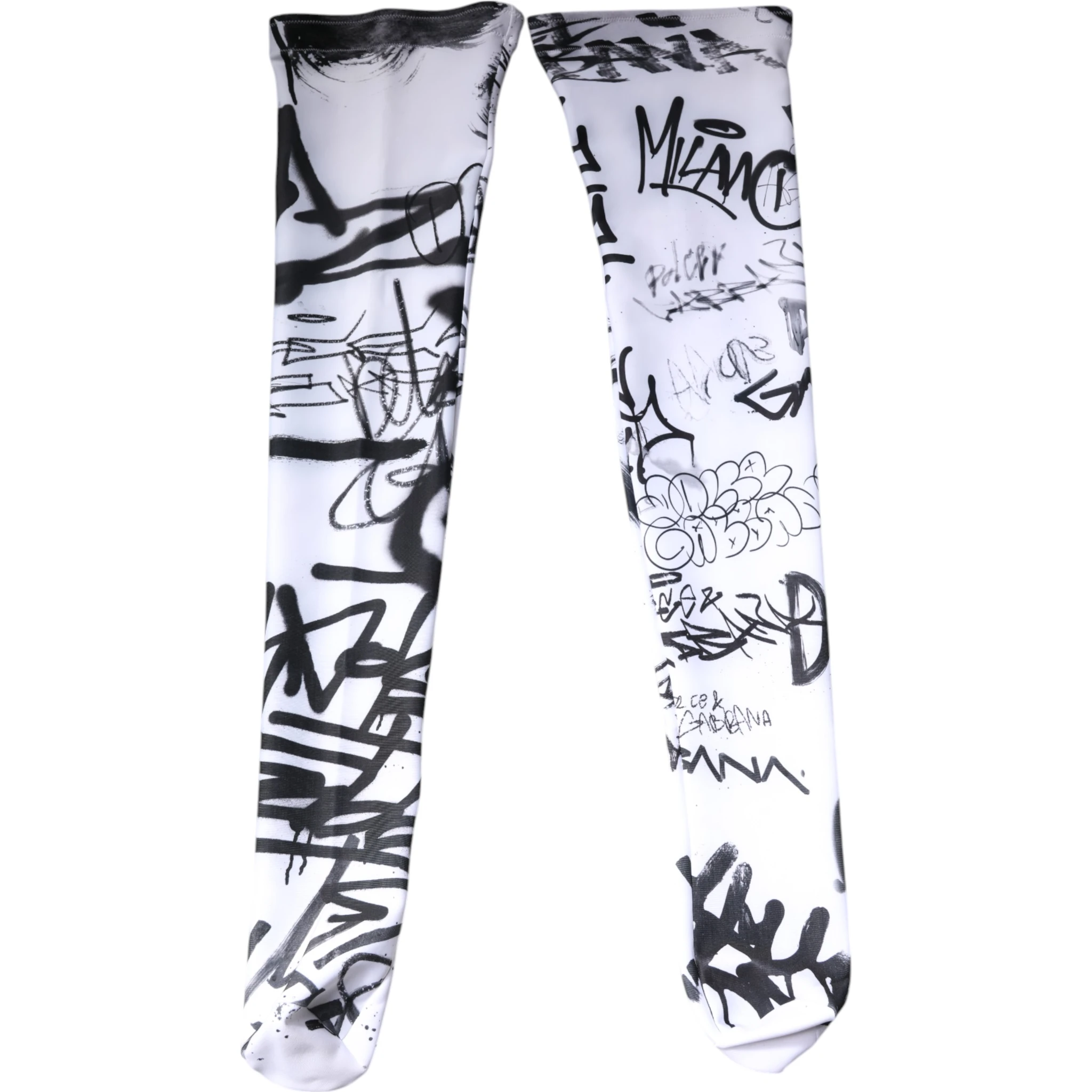 White Graffiti Cotton Over Calf Stockings Socks