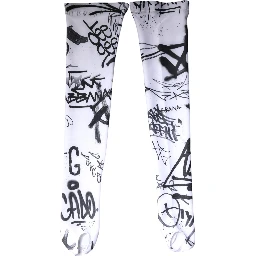 White Graffiti Cotton Over Calf Stockings Socks