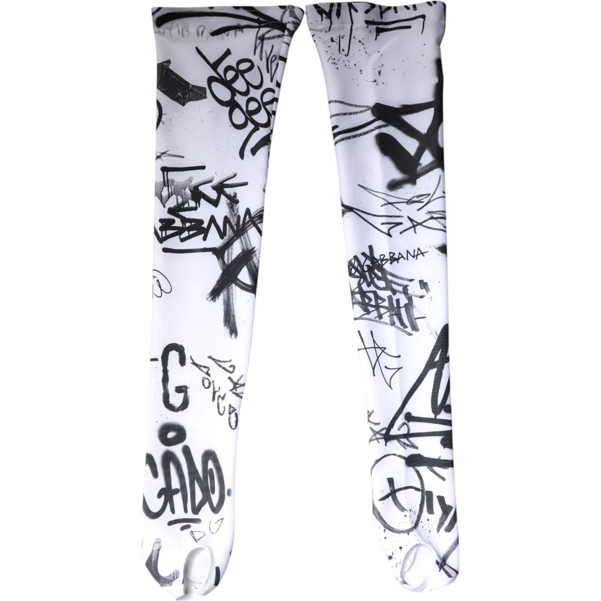 White Graffiti Cotton Over Calf Stockings Socks