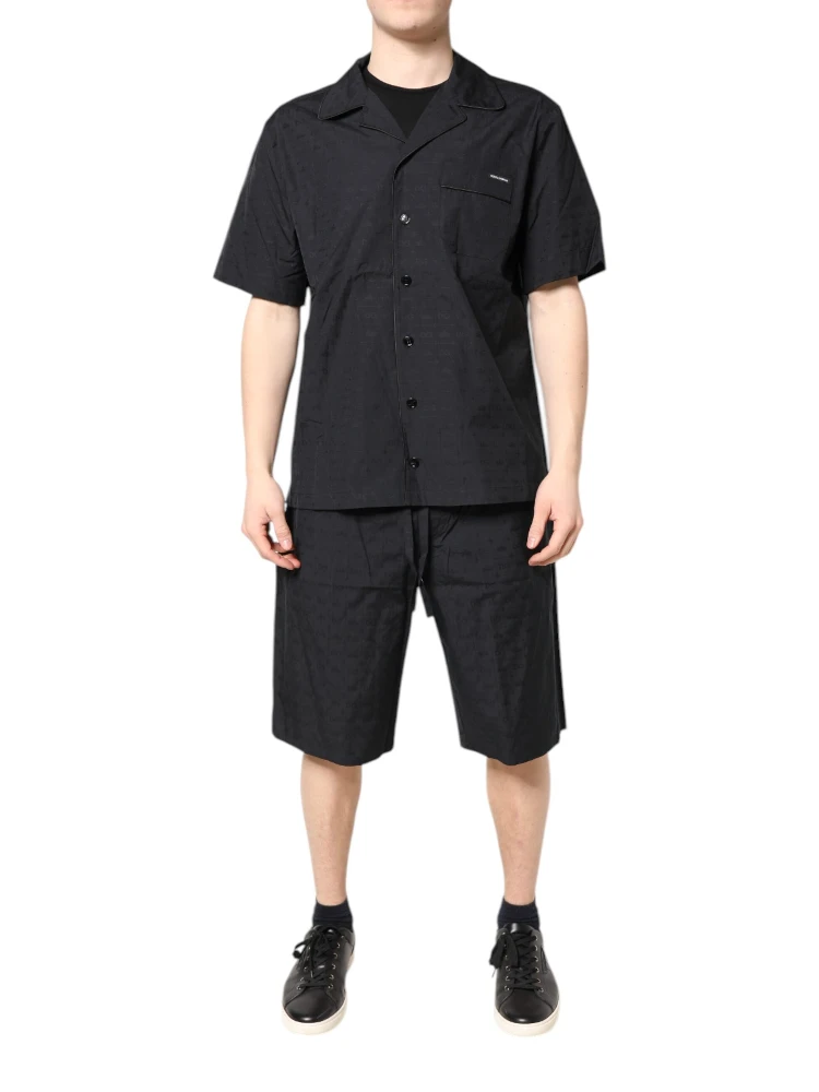 Black Cotton Men Pajama Set Sleepwear alternative