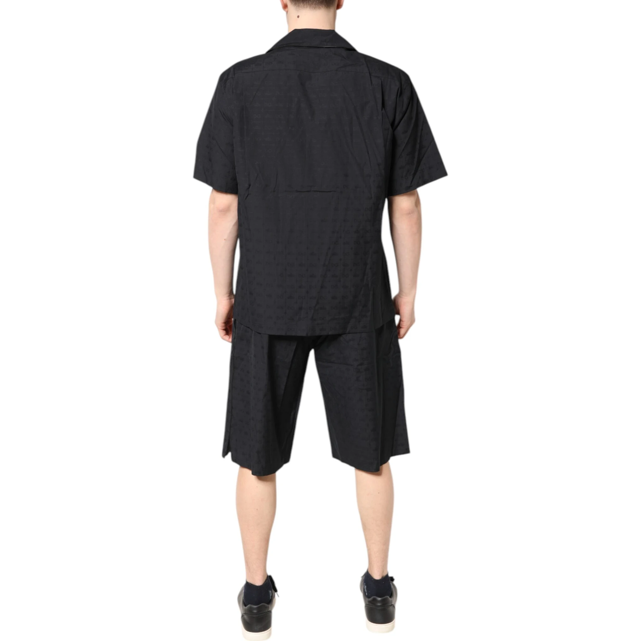 Black Cotton Men Pajama Set Sleepwear