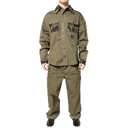 Brown Cotton Stretch Shirt Pants Casual Set