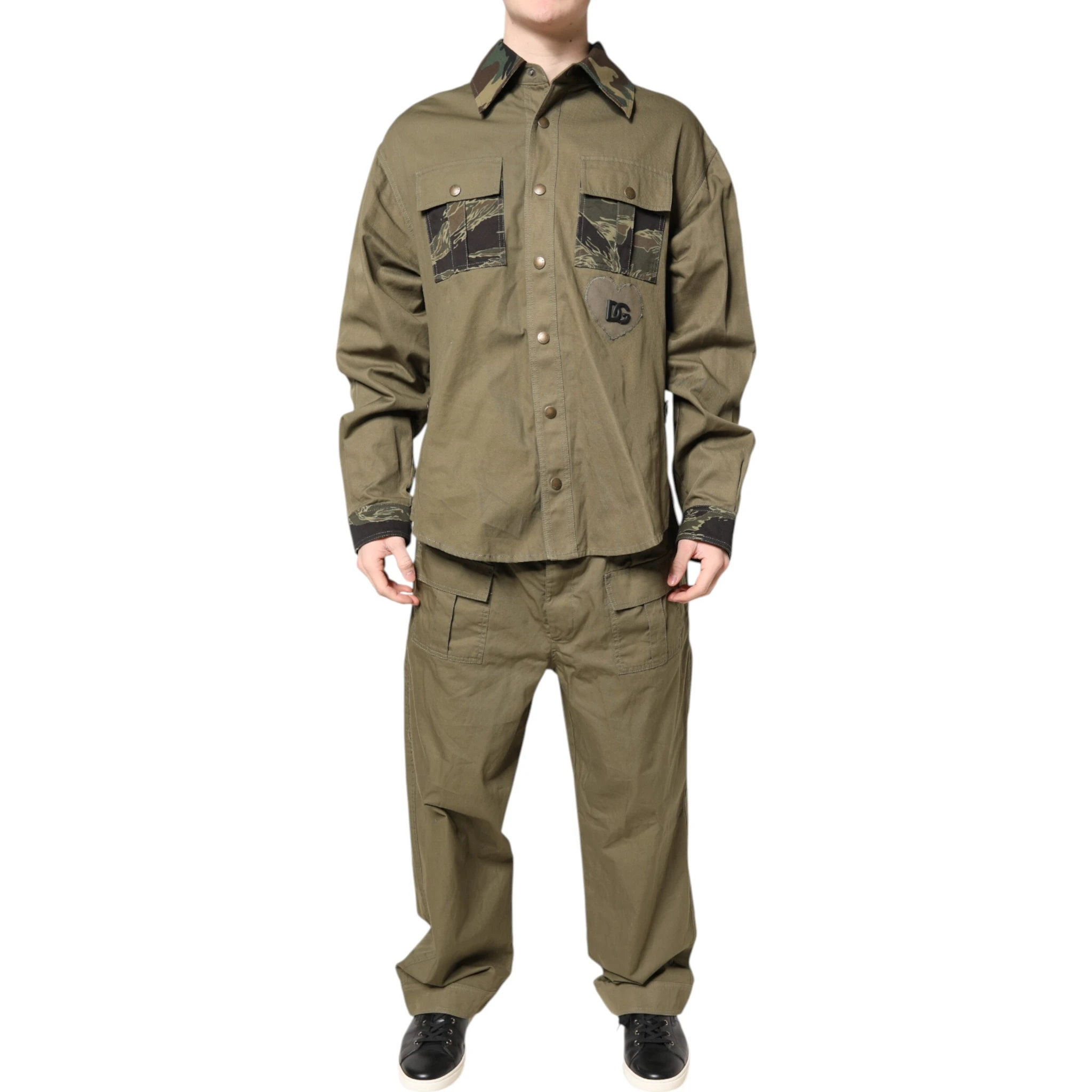 Brown Cotton Stretch Shirt Pants Casual Set