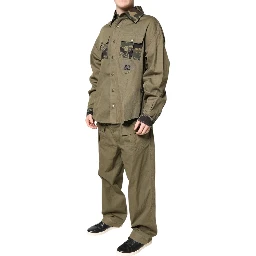 Brown Cotton Stretch Shirt Pants Casual Set