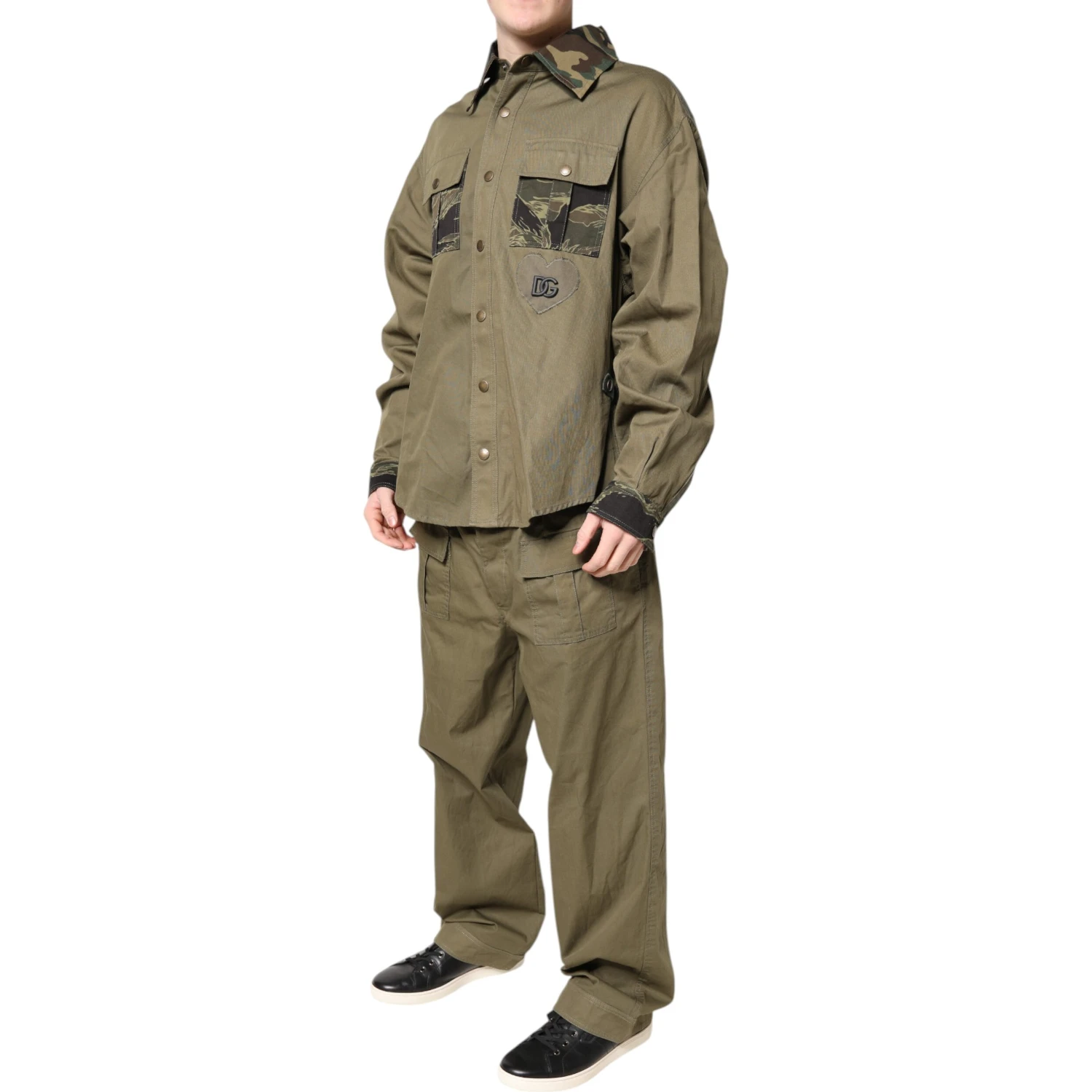 Brown Cotton Stretch Shirt Pants Casual Set