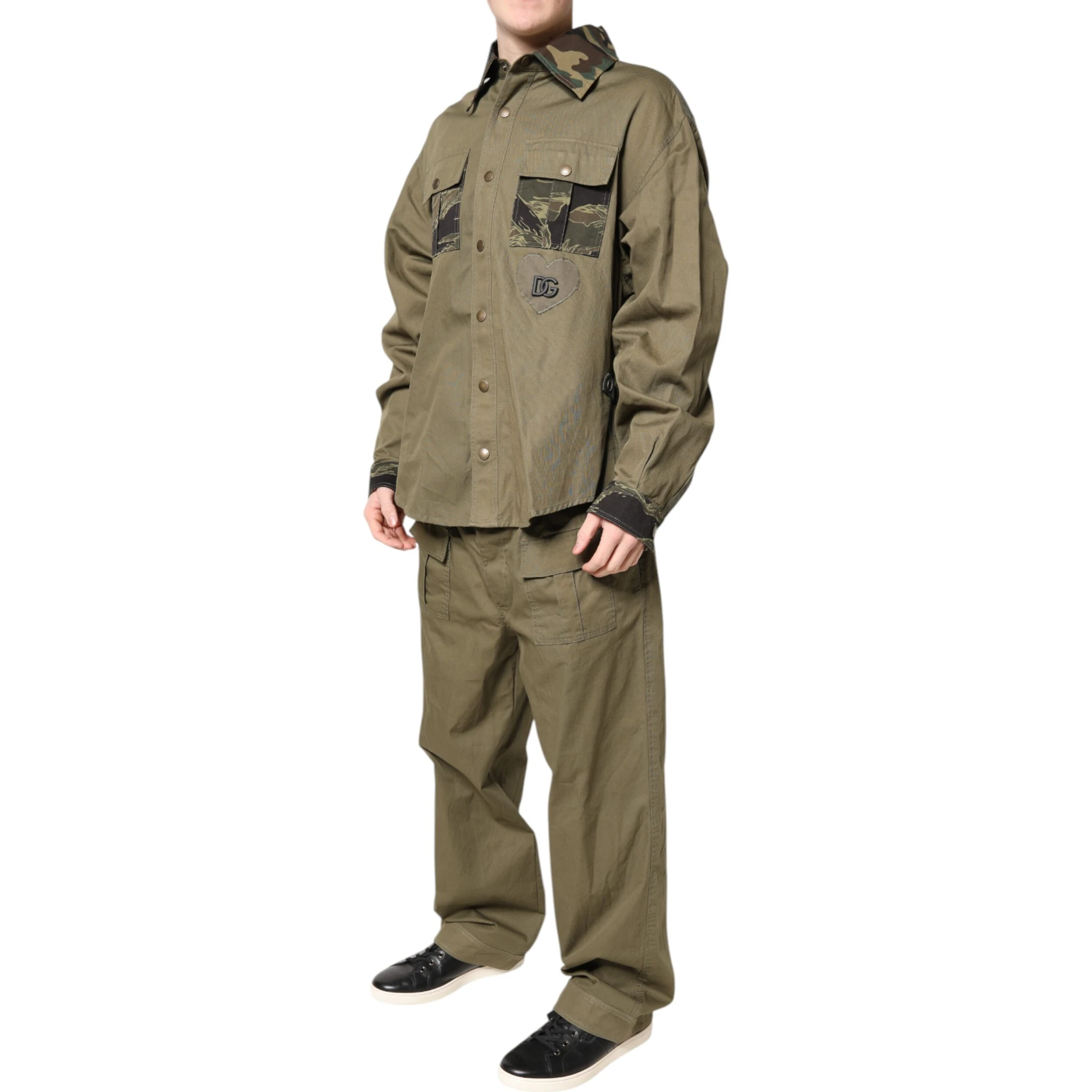 Brown Cotton Stretch Shirt Pants Casual Set