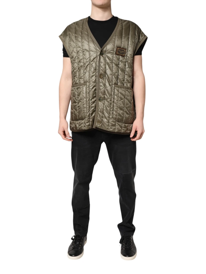 Brown Logo Plaque Quilted Vest Jacket
