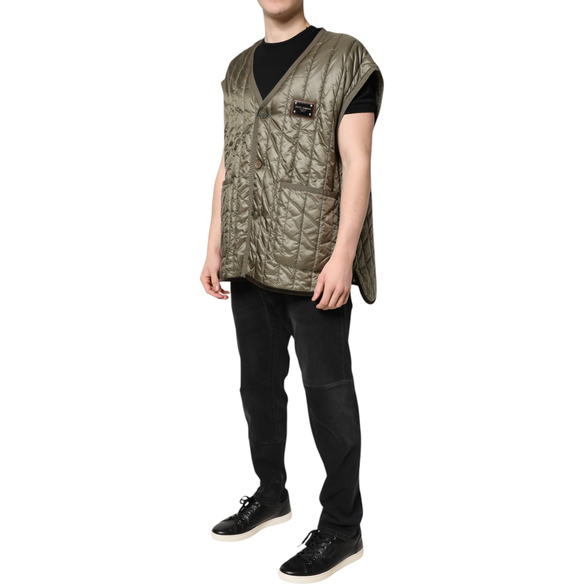 Brown Logo Plaque Quilted Vest Jacket