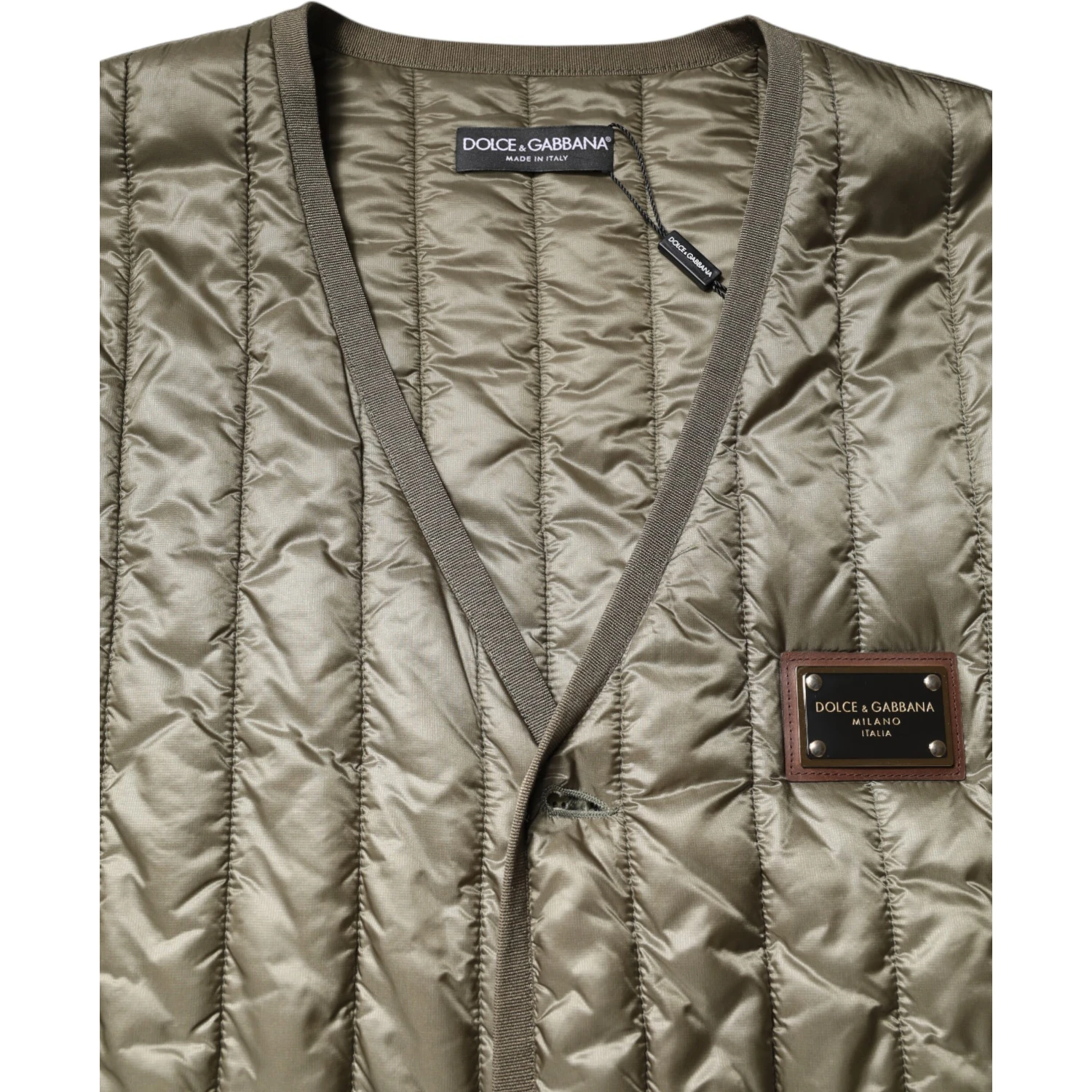 Brown Logo Plaque Quilted Vest Jacket