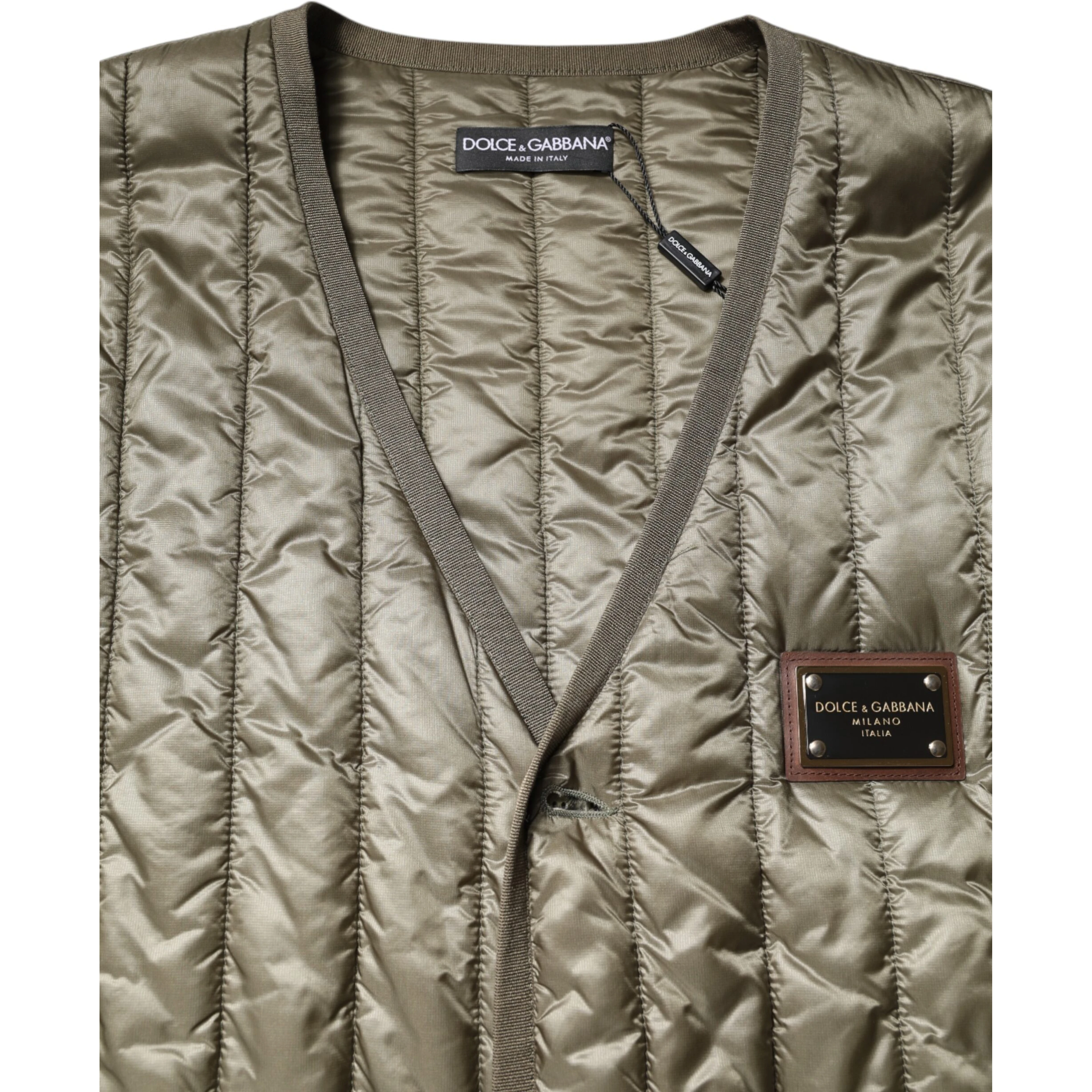 Brown Logo Plaque Quilted Vest Jacket