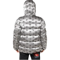 Silver Logo Full Zip Hooded Quilted Jacket