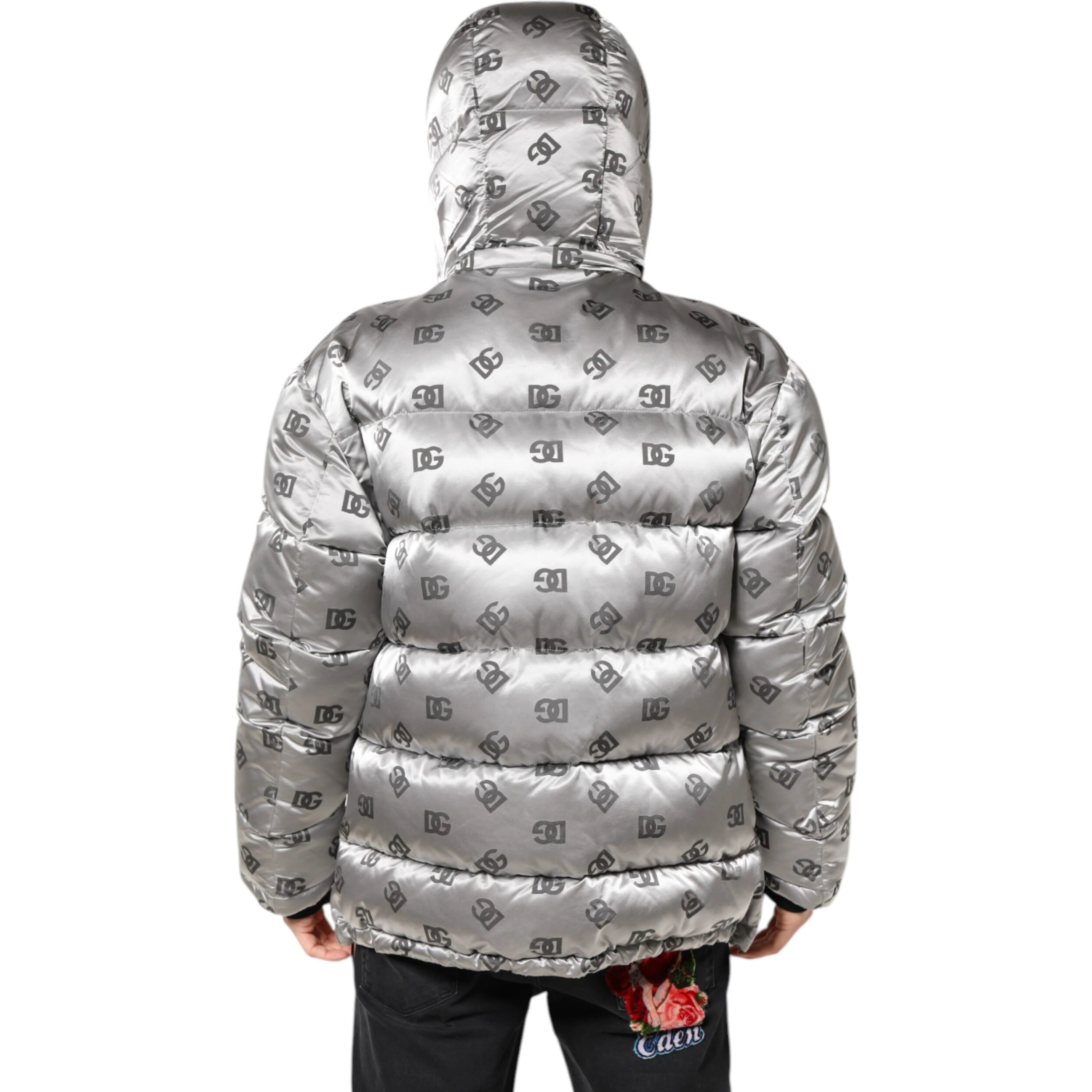 Silver Logo Full Zip Hooded Quilted Jacket