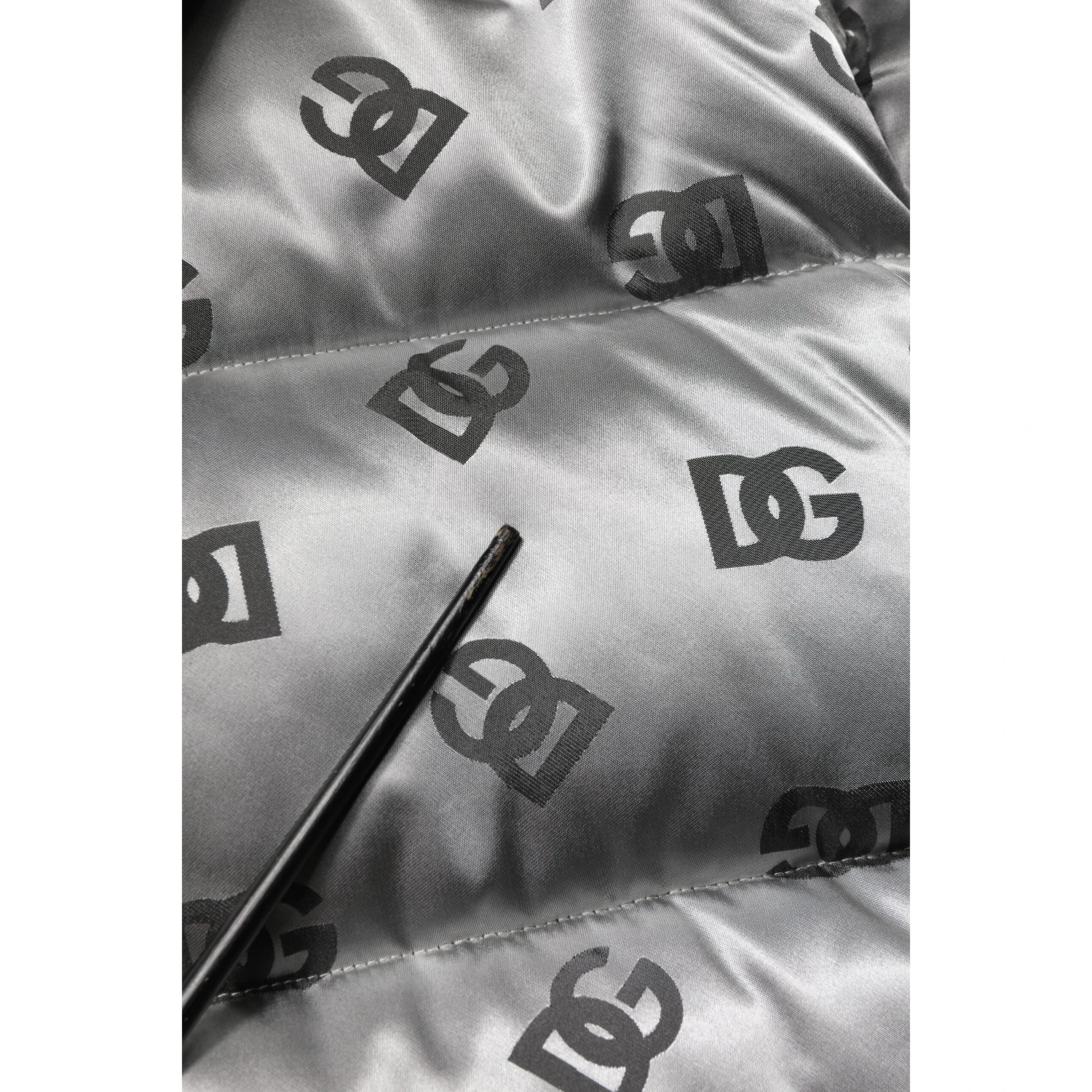 Silver Logo Full Zip Hooded Quilted Jacket