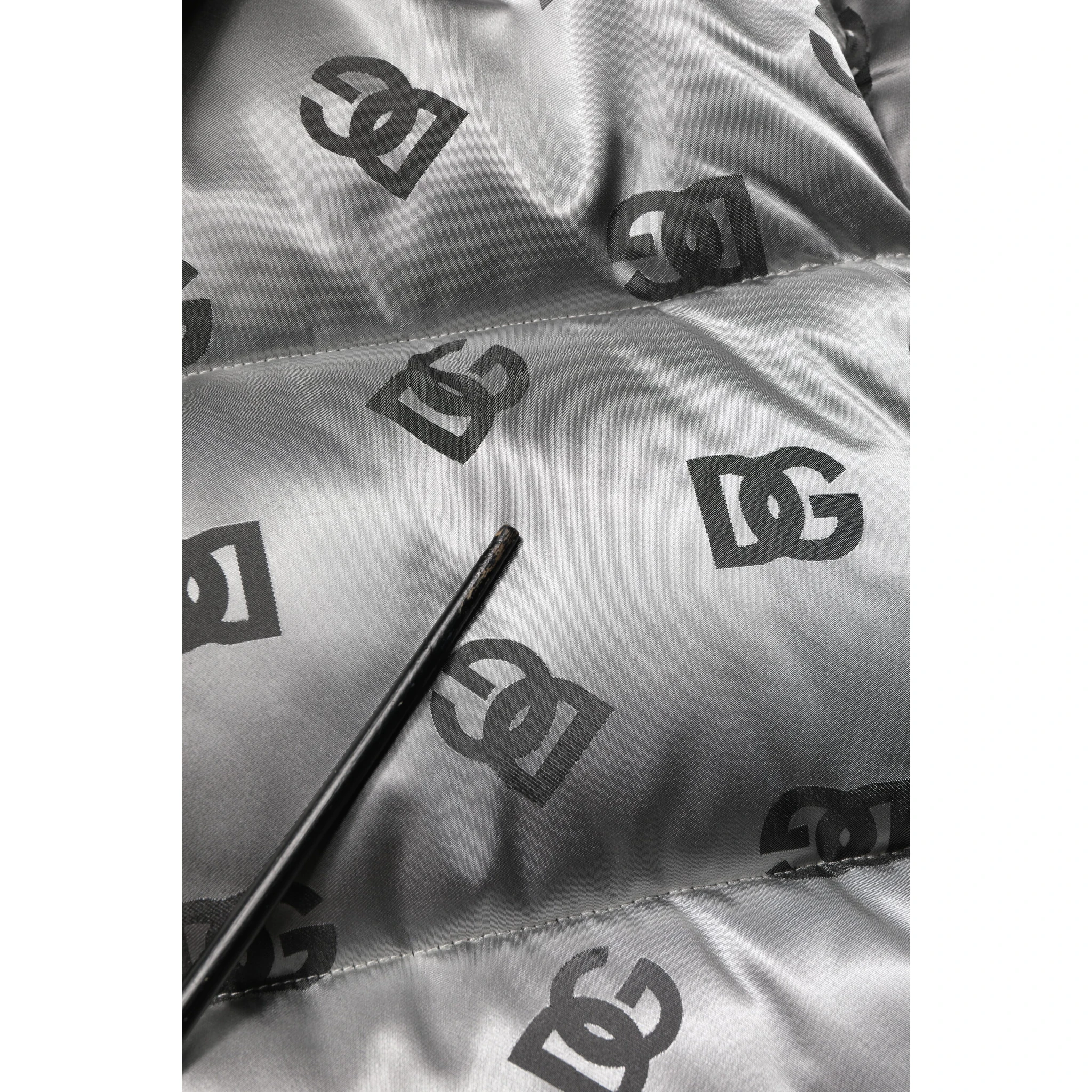 Silver Logo Full Zip Hooded Quilted Jacket