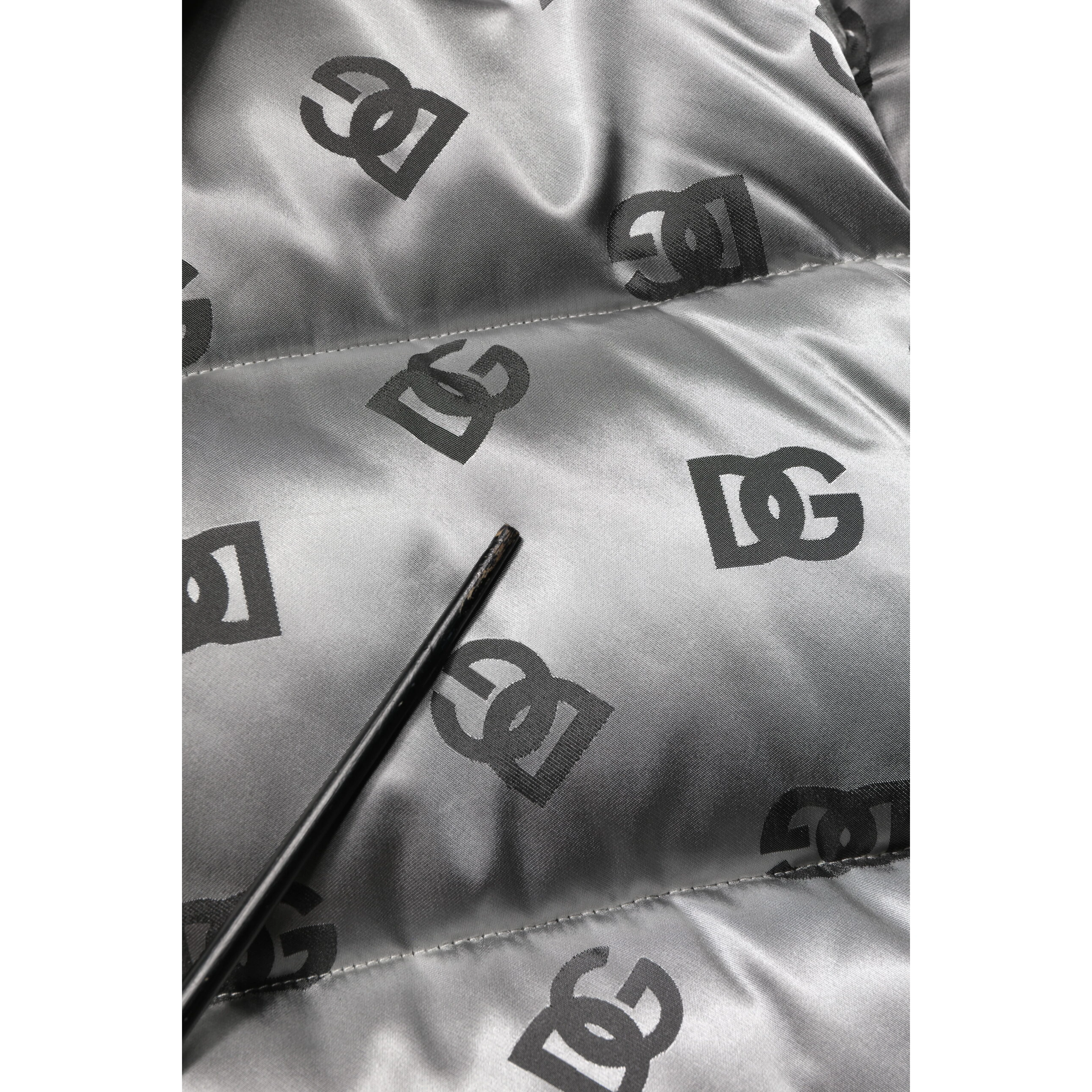 Silver Logo Full Zip Hooded Quilted Jacket