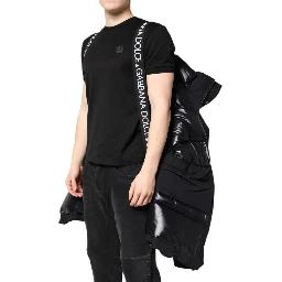 Black Nylon Full Zip Hooded Parka Jacket