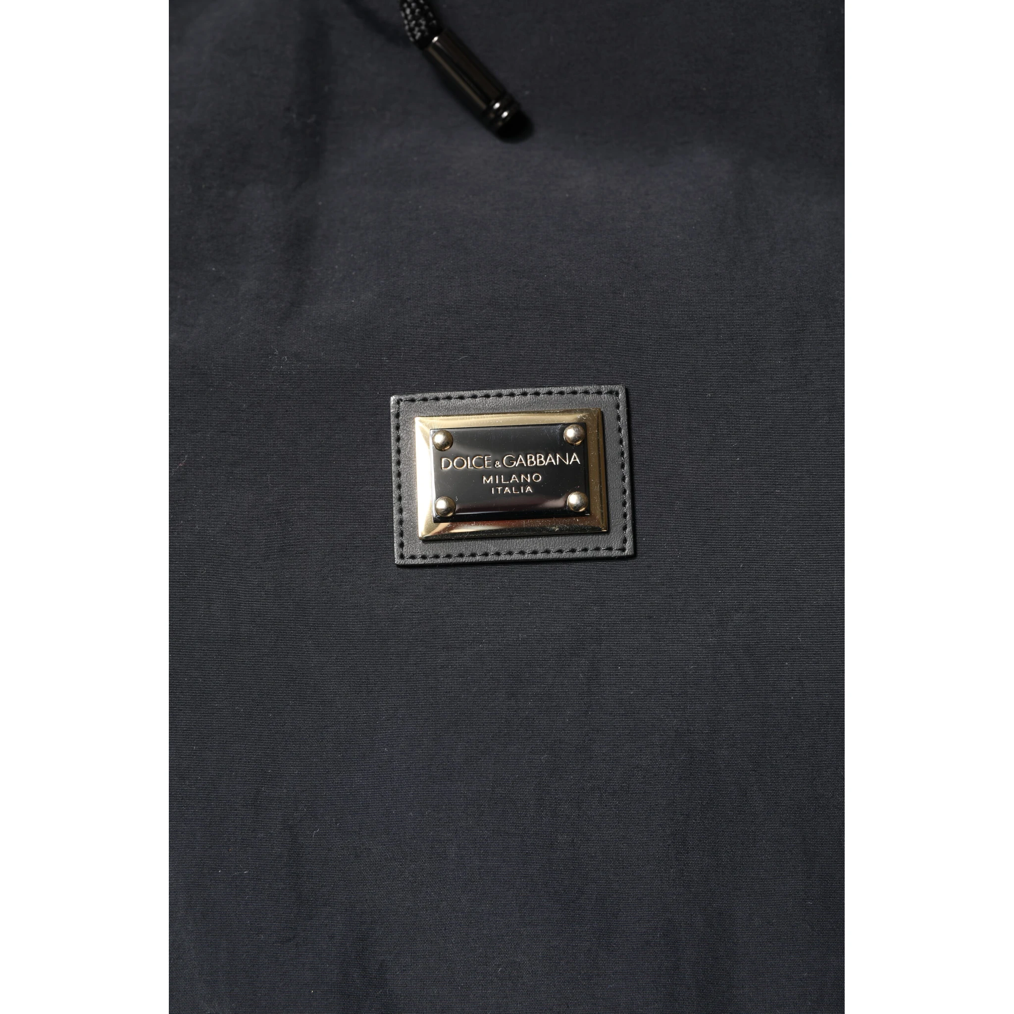 Black Nylon Full Zip Hooded Parka Jacket