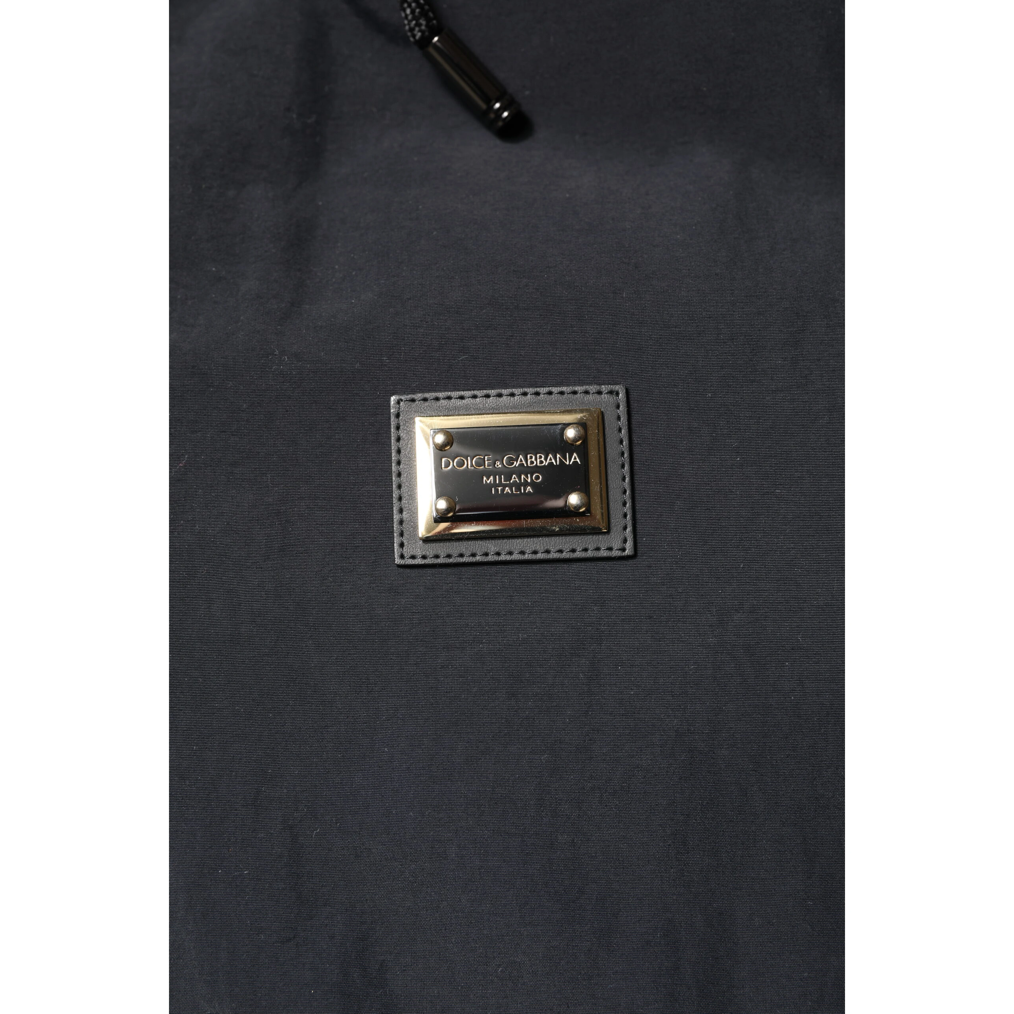 Black Nylon Full Zip Hooded Parka Jacket