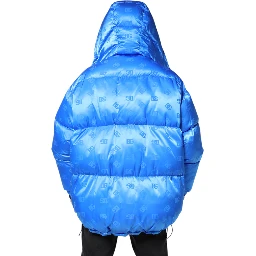 Blue Logo Full Zip Hooded Quilted Jacket