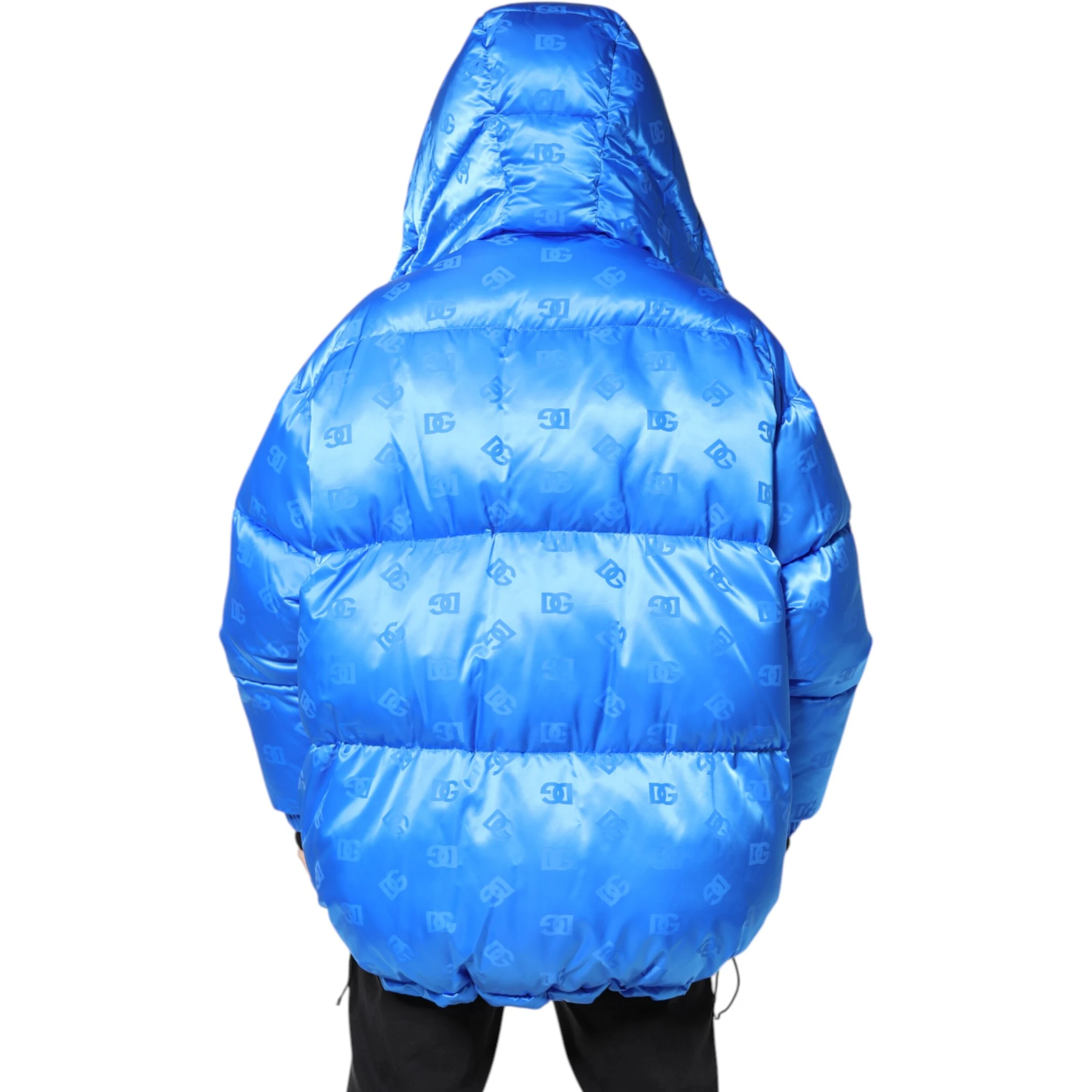 Blue Logo Full Zip Hooded Quilted Jacket