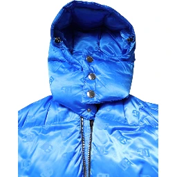 Blue Logo Full Zip Hooded Quilted Jacket