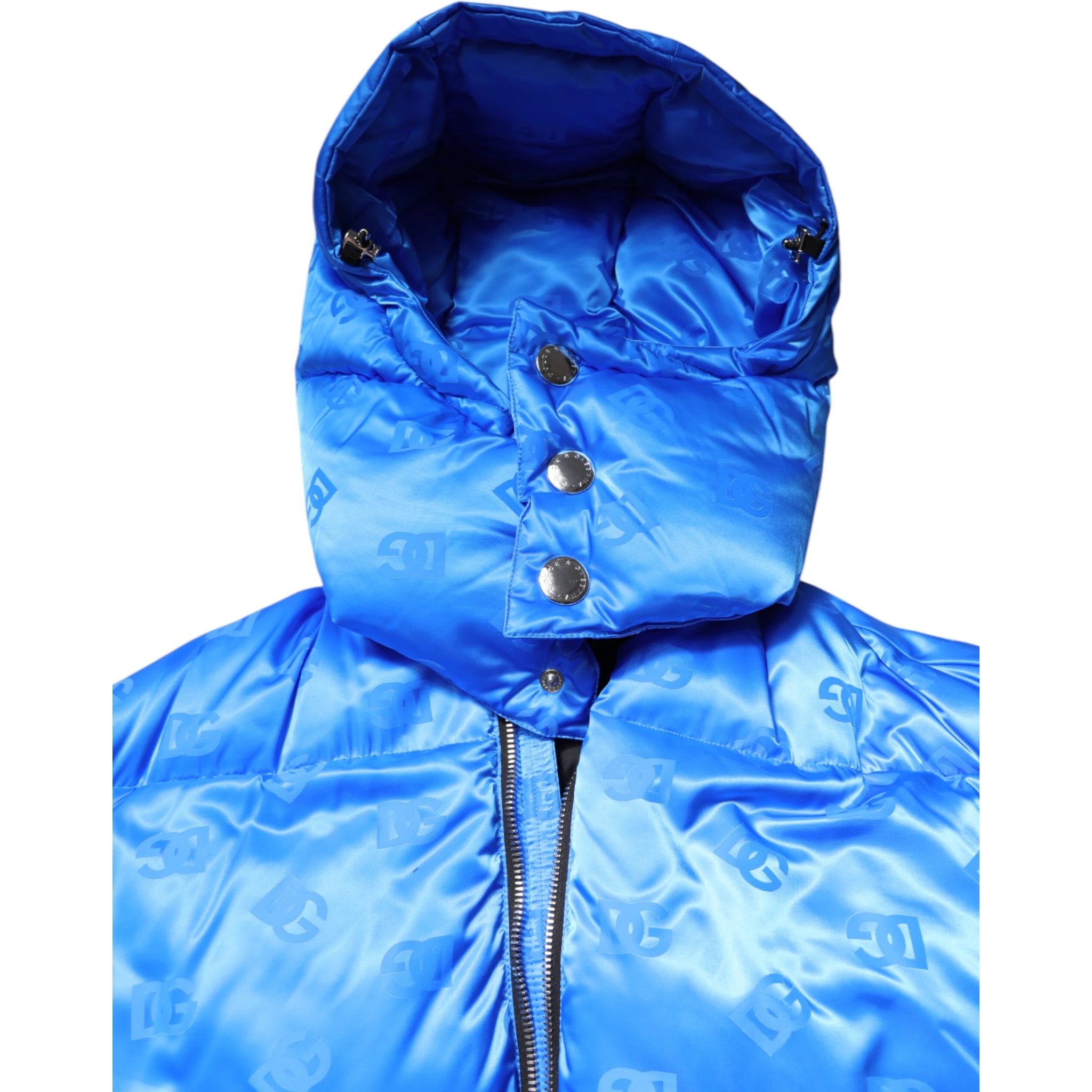 Blue Logo Full Zip Hooded Quilted Jacket