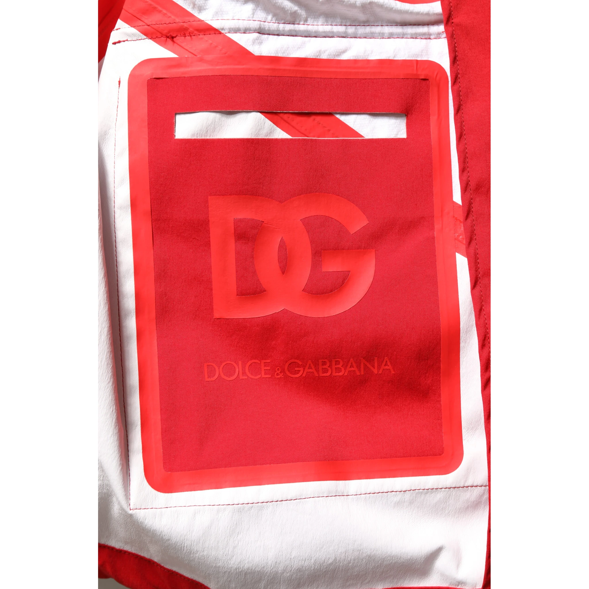 Red White Nylon Full Zip Windbreaker Jacket