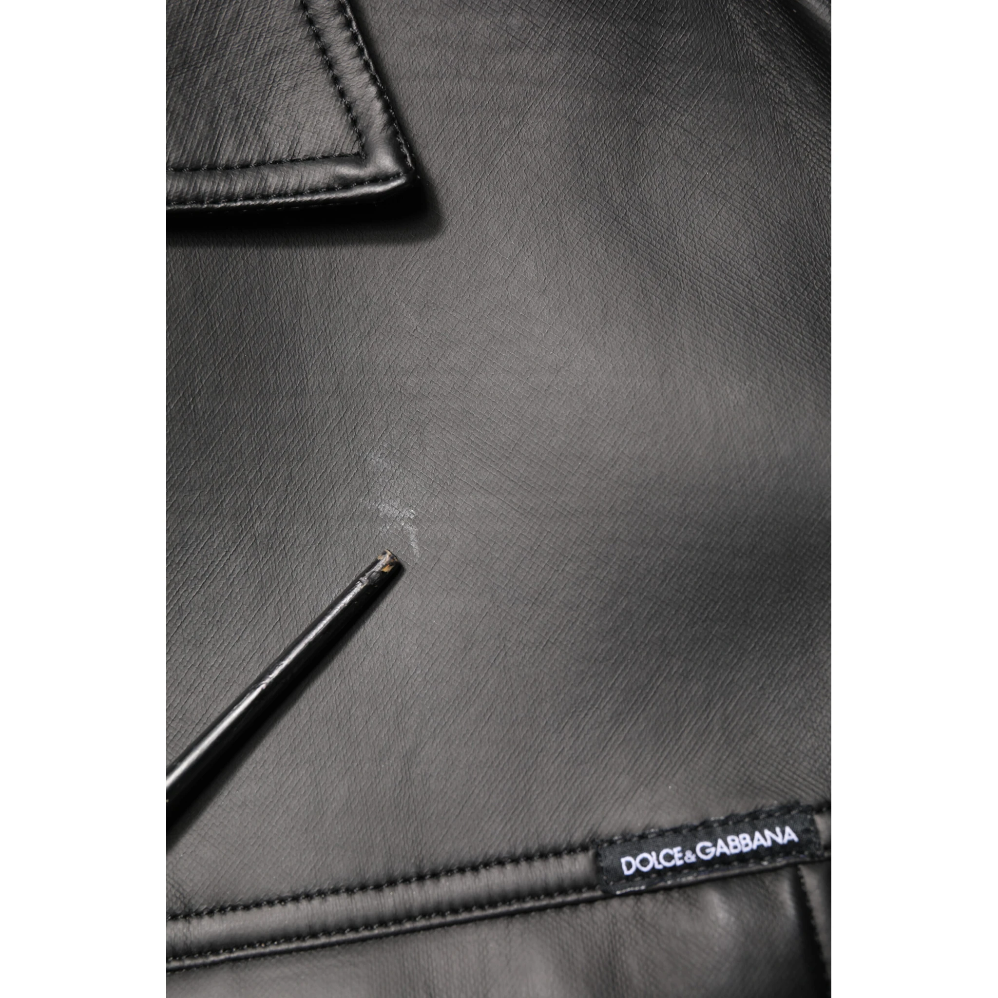 Black Polyester Button Down Biker Jacket